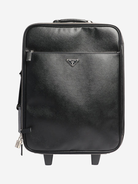 Black Saffiano leather trolley case product image