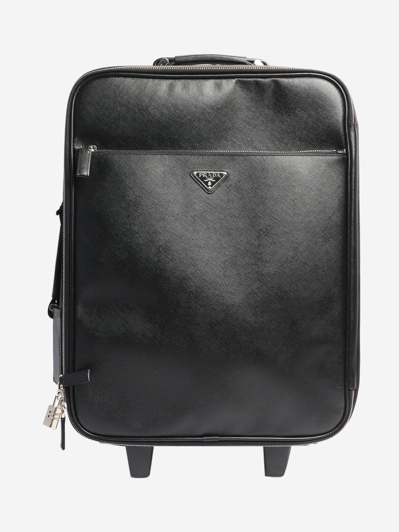 Black Saffiano leather trolley case Luggage & Travel Bags Prada 