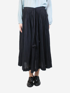 Zen Ethic Black creased midi skirt - size UK 12