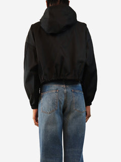 Black Re-Nylon cropped jacket - size UK 4