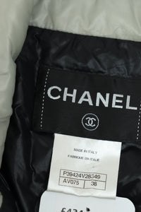 Chanel Light grey padded nylon jacket - size UK 10