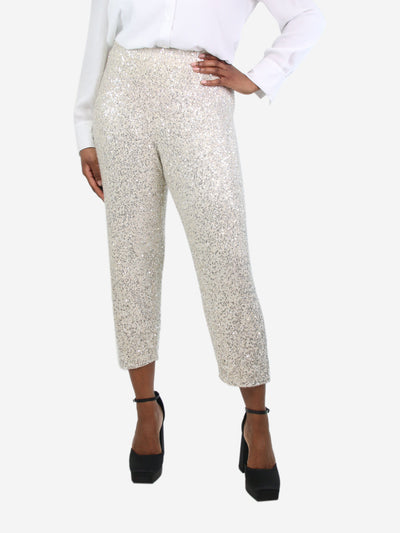 Cream sequin embellished trousers - size M Trousers Lapointe 