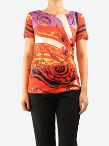 Red all-over print knit top - size UK 10 Tops Etro 