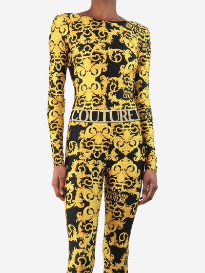 Black and gold printed bodysuit - size UK 6 Tops Versace Jeans Couture 