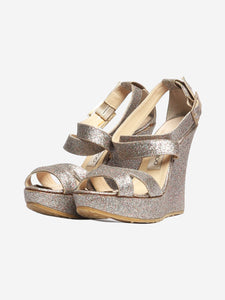 Jimmy Choo Multicoloured glitter wedge sandals - size EU 38