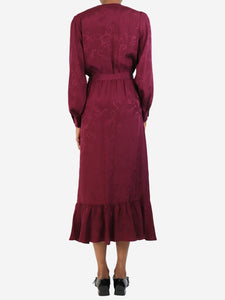 Soeur Purple floral jacquard midi dress - size UK 6
