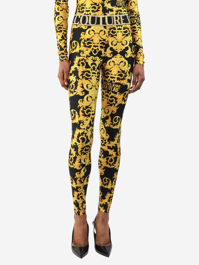 Black printed leggings - size UK 6 Trousers Versace Jeans Couture 
