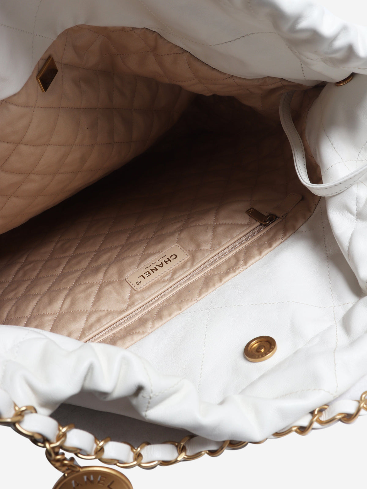 White calfskin quilted Large 22 shoulder bag Shoulder bags Chanel 