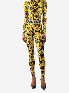 Versace Jeans Couture Black printed leggings - size UK 6