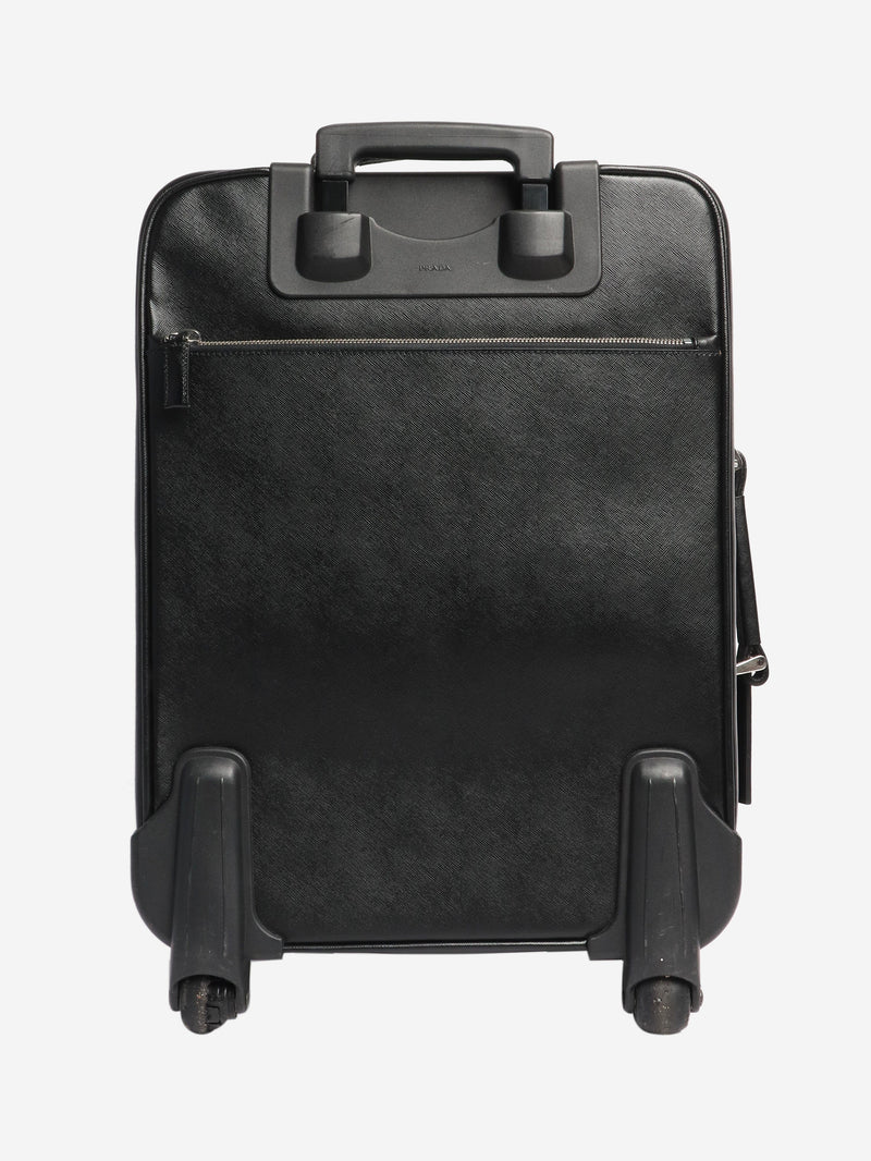 Black Saffiano leather trolley case Luggage & Travel Bags Prada 