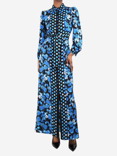 Blue floral polka dot maxi dress - size UK 6 Dresses Diane Von Furstenberg 