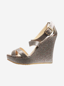 Jimmy Choo Multicoloured glitter wedge sandals - size EU 38