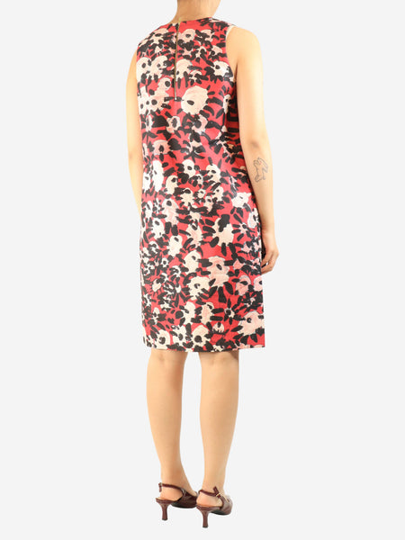 Pink sleeveless printed midi dress - size UK 10 alternate image