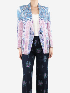 Etro Blue and purple paisley printed blazer - size UK 14