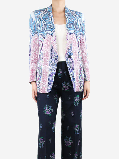 Blue and purple paisley printed blazer - size UK 14 Coats & Jackets Etro 