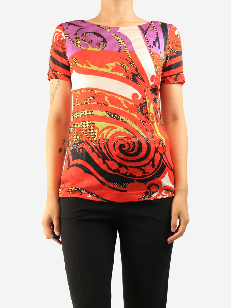 Red all-over print knit top - size UK 10 Tops Etro 