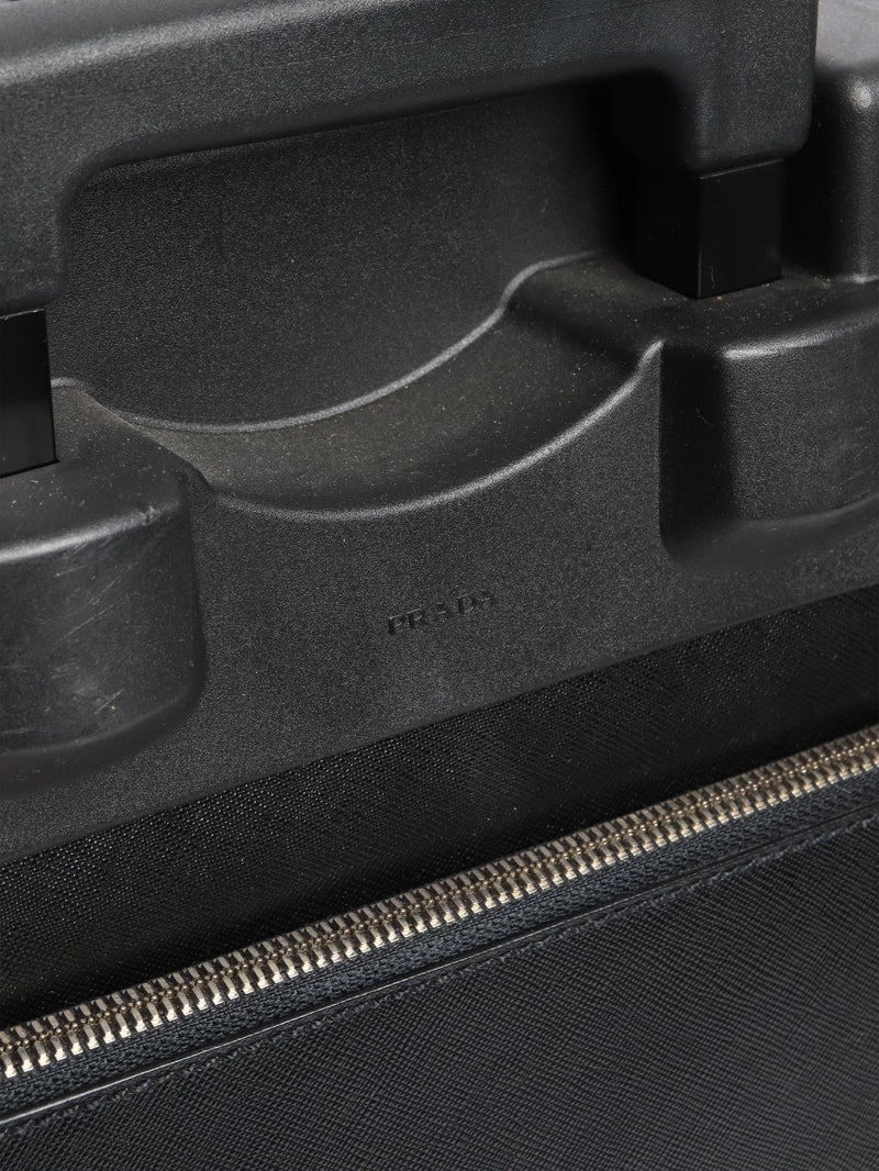 Black Saffiano leather trolley case Luggage & Travel Bags Prada 