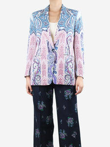 Etro Blue and purple paisley printed blazer - size UK 14