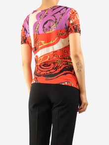 Red all-over print knit top - size UK 10 Tops Etro 