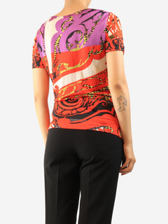 Red all-over print knit top - size UK 10 Tops Etro 