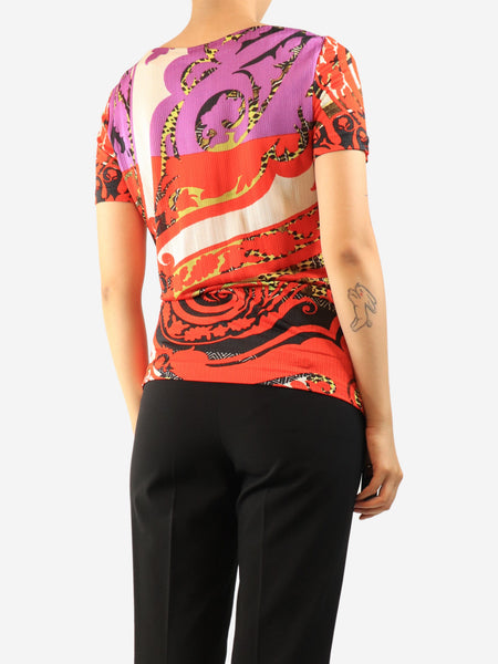Red all-over print knit top - size UK 10 alternate image