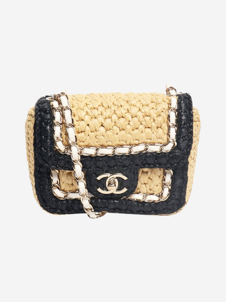 Beige raffia cross-body flap bag product image