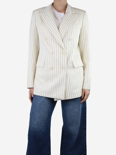 Cream double-breasted pinstripe blazer - size UK 8 Coats & Jackets A.M.G. Brand 