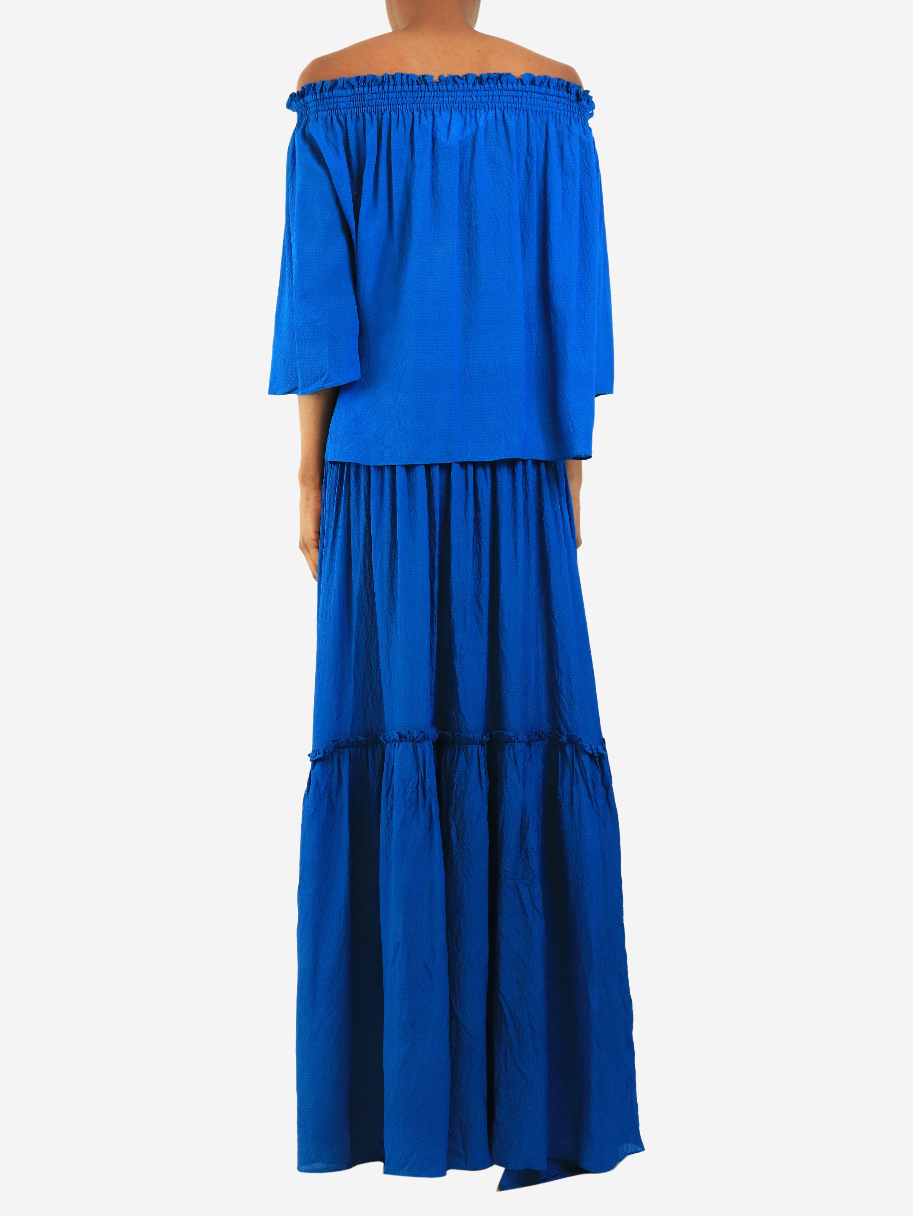 Siam blue textured off-shoulder top and maxi skirt set - size UK 8 Sets Joseph 