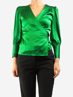Green silk wrap top - size UK 8 Tops Diane Von Furstenberg 