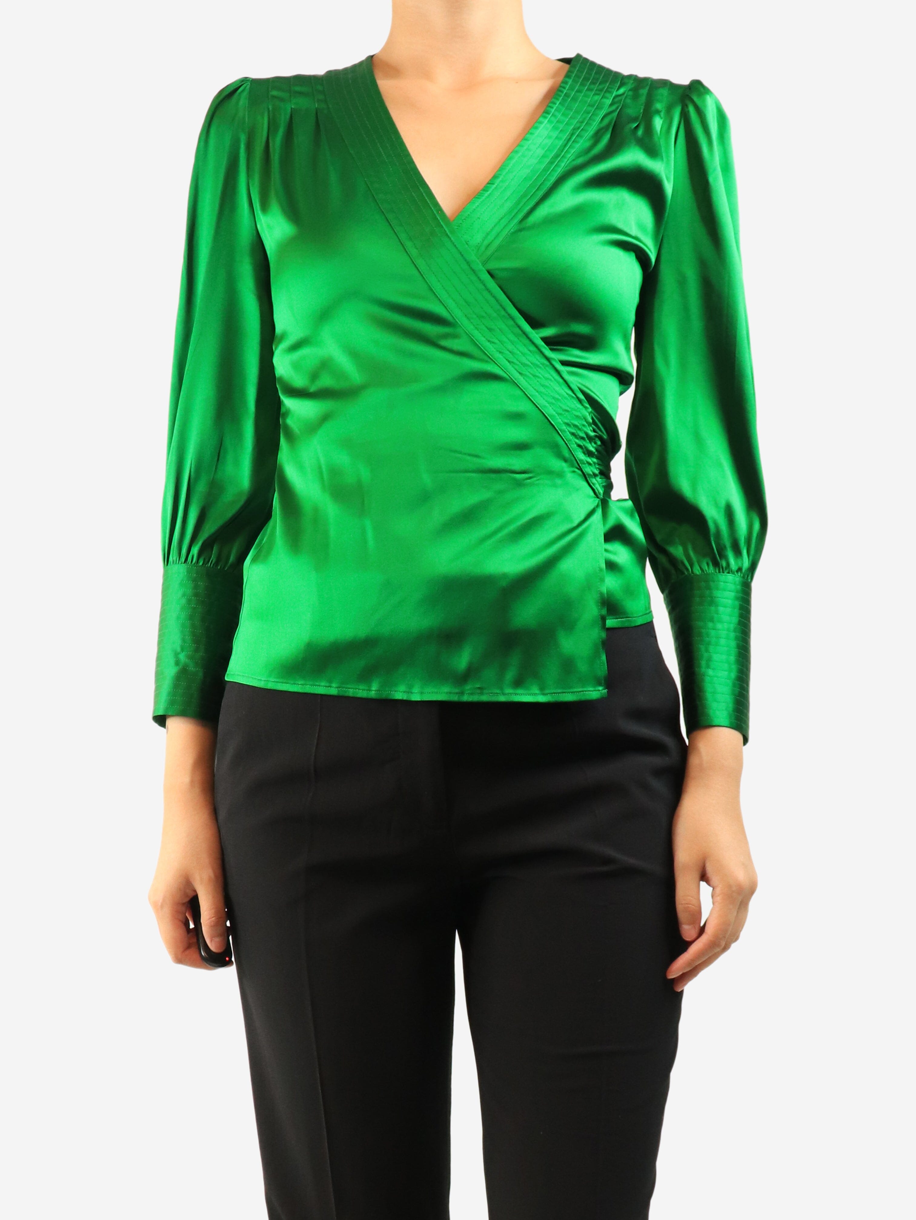 Green silk wrap top - size UK 8 Tops Diane Von Furstenberg 