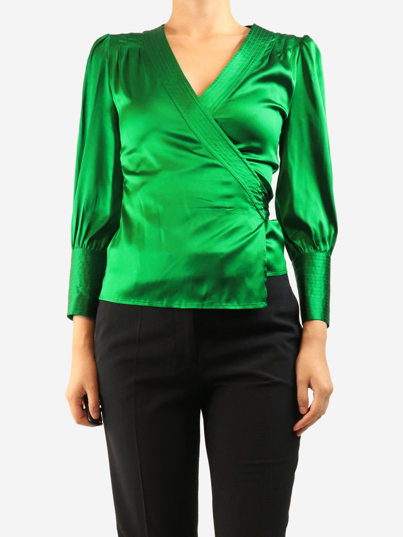 Green silk wrap top - size UK 8 Tops Diane Von Furstenberg 