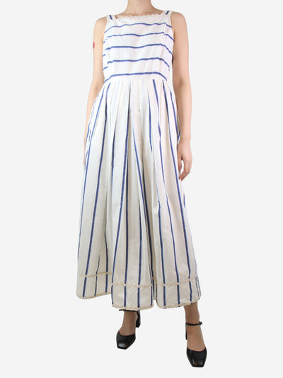 White sleeveless striped midi dress - size UK 12 Dresses Weekend Max Mara 