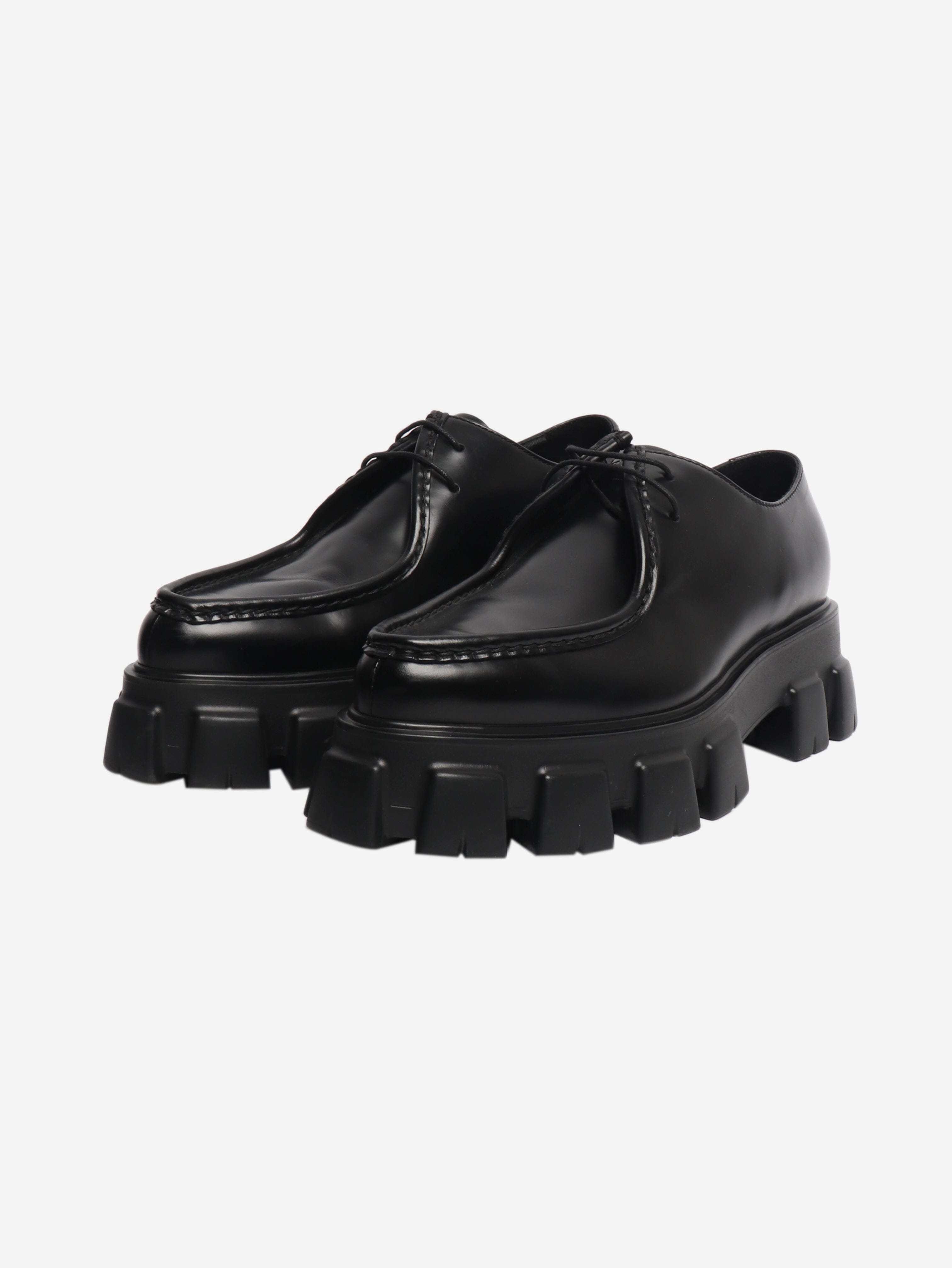 Black platform lace-up shoes - size UK 8 Flat Shoes Prada 