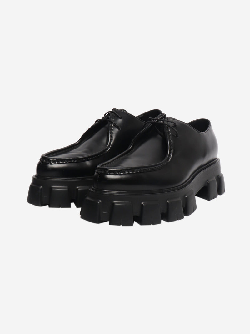 Black platform lace-up shoes - size UK 8 Flat Shoes Prada 