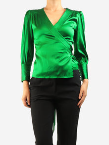 Green silk wrap top - size UK 8 Tops Diane Von Furstenberg 