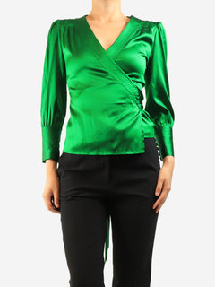 Green silk wrap top - size UK 8 Tops Diane Von Furstenberg 
