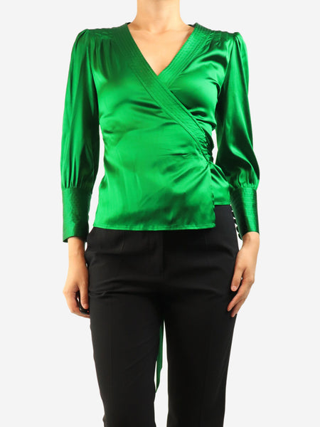 Green silk wrap top - size UK 8 product image