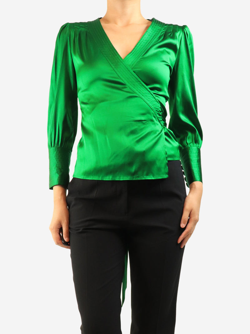 Green silk wrap top - size UK 8 Tops Diane Von Furstenberg 