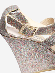 Jimmy Choo Multicoloured glitter wedge sandals - size EU 38