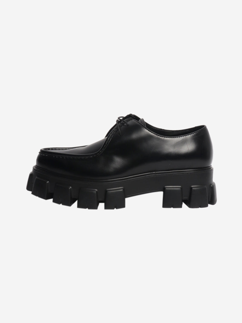 Black platform lace-up shoes - size UK 8 Flat Shoes Prada 