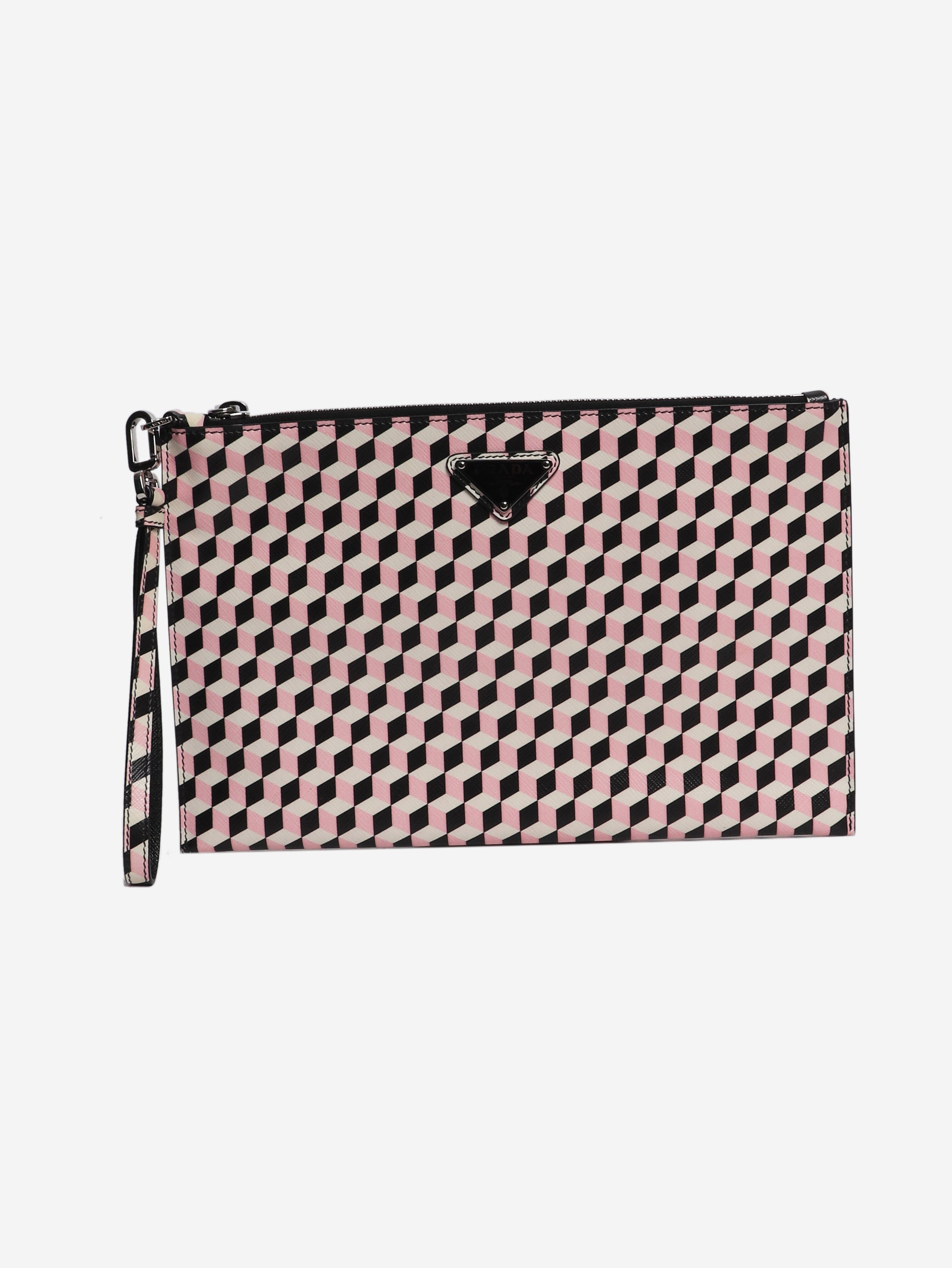 Pink geometric pouch Clutch bags Prada 