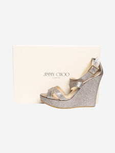 Jimmy Choo Multicoloured glitter wedge sandals - size EU 38