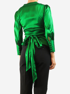 Green silk wrap top - size UK 8 Tops Diane Von Furstenberg 