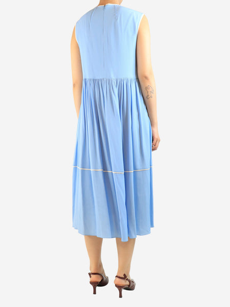 Blue sleeveless crepe midi dress - size UK 10 alternate image