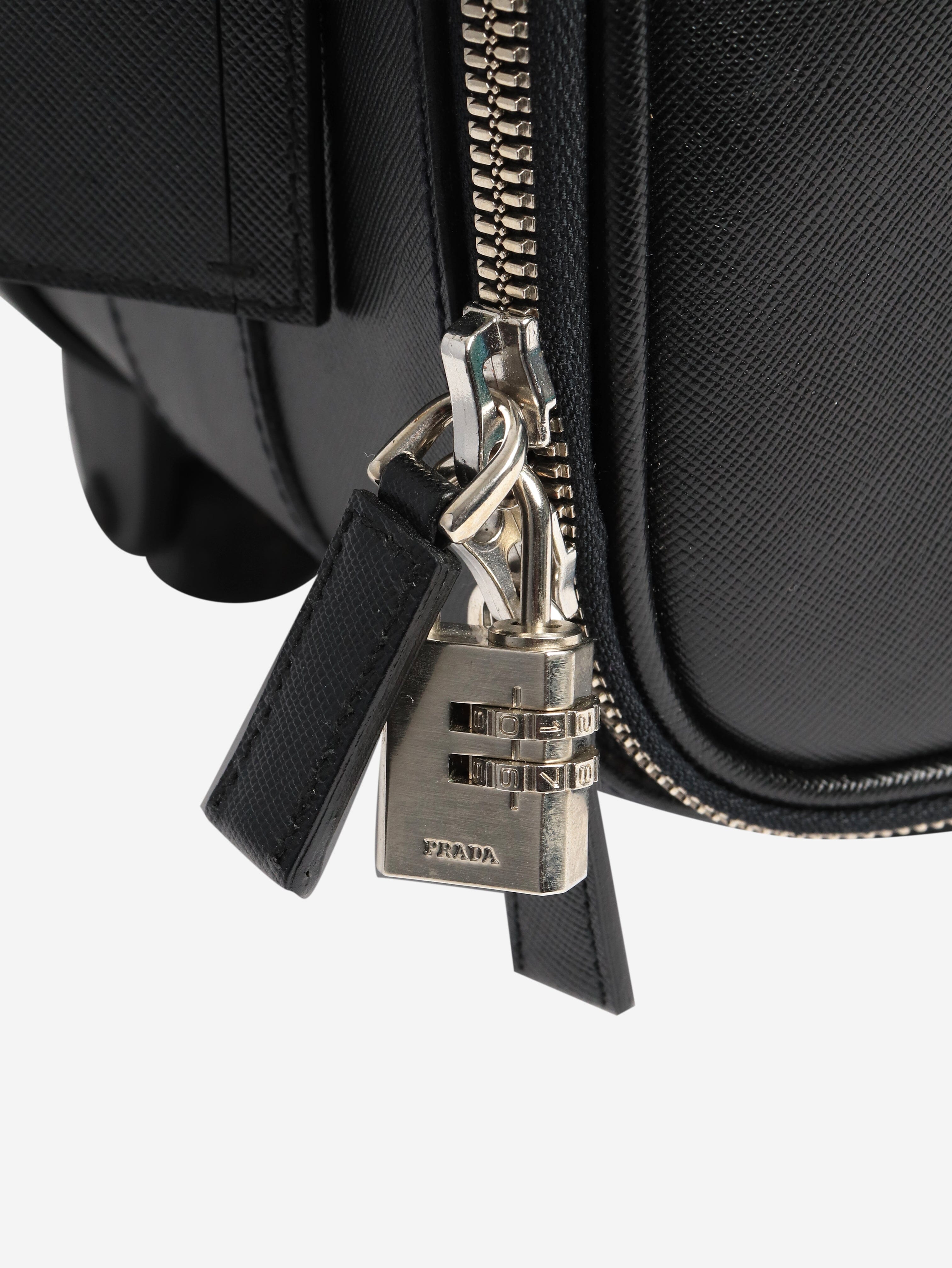 Black Saffiano leather trolley case Luggage & Travel Bags Prada 