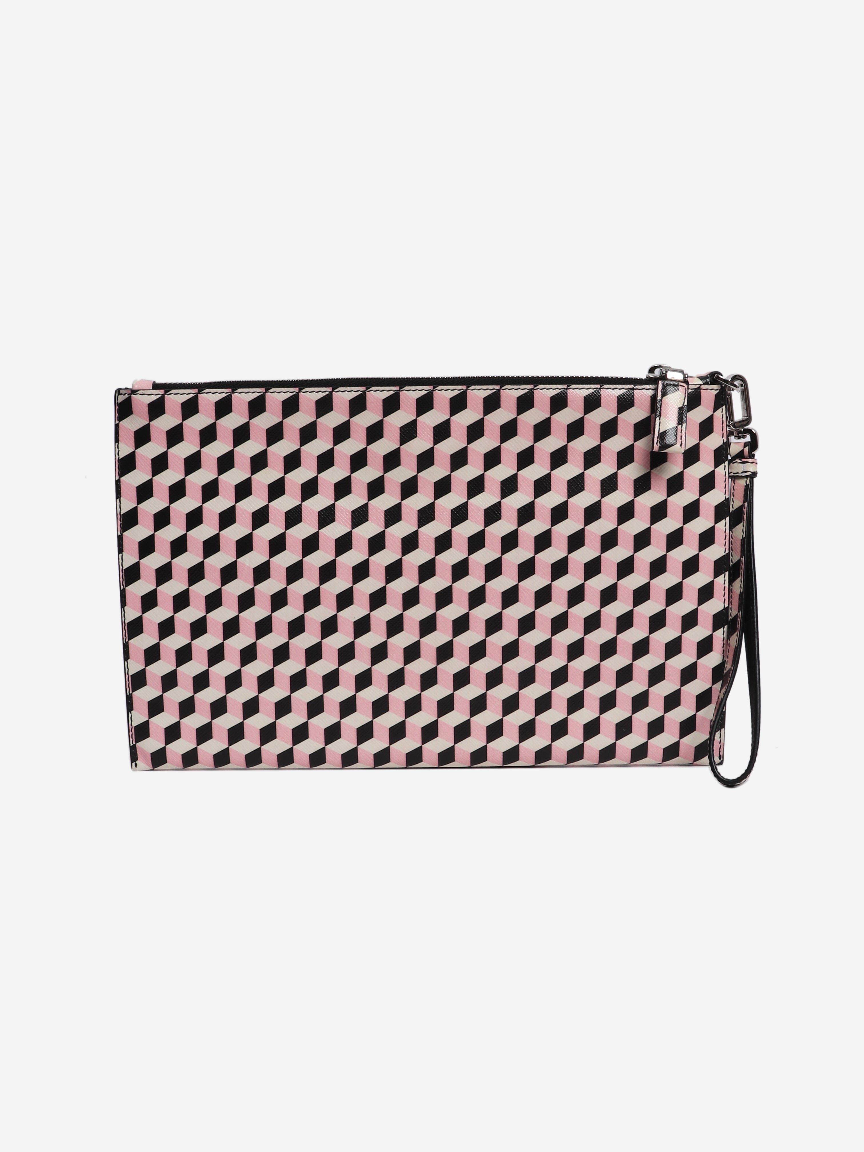 Pink geometric pouch Clutch bags Prada 