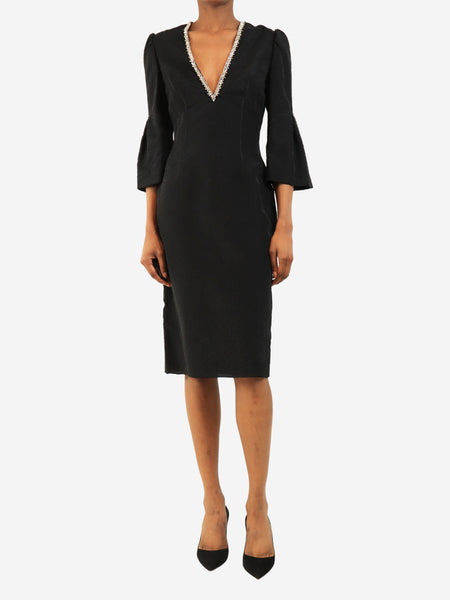 Black crystal embellished lace dress - size UK 8 product image