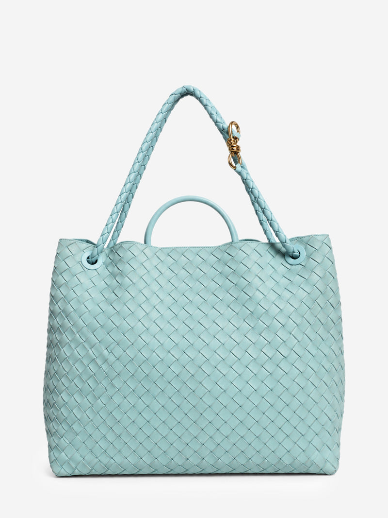 Light blue Intrecciato suede Large Andiamo bag Shoulder bags Bottega Veneta 