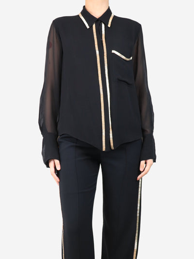 Black silk shirt with gold beaded detail - size UK 10 Tops Chloe 