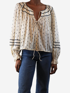 Ulla Johnson Cream puff-sleeved cotton blouse - size UK 6